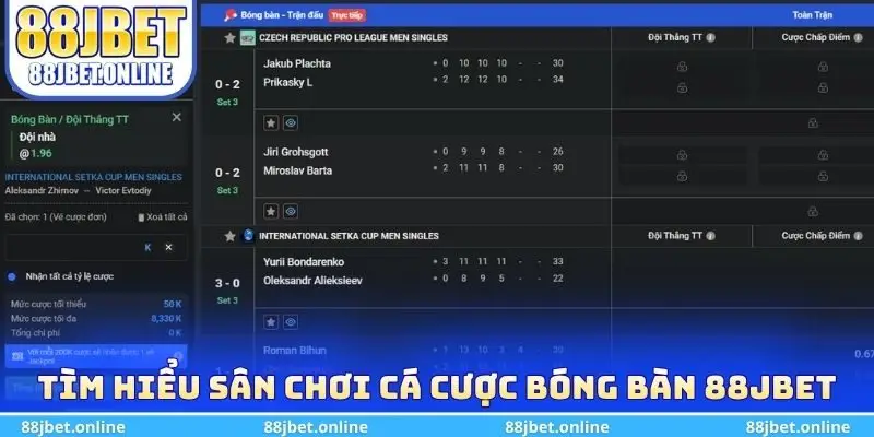 Tìm hiểu sân chơi cá cược bóng bàn 88jbet 
